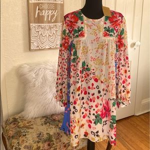 Evelyn Blue pop art dress size L long sleeves new never worn! Fun & colorful